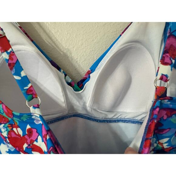 Sol Harbour Swim Blue Floral Tankini Top‎ Size Large - Picture 5 of 5